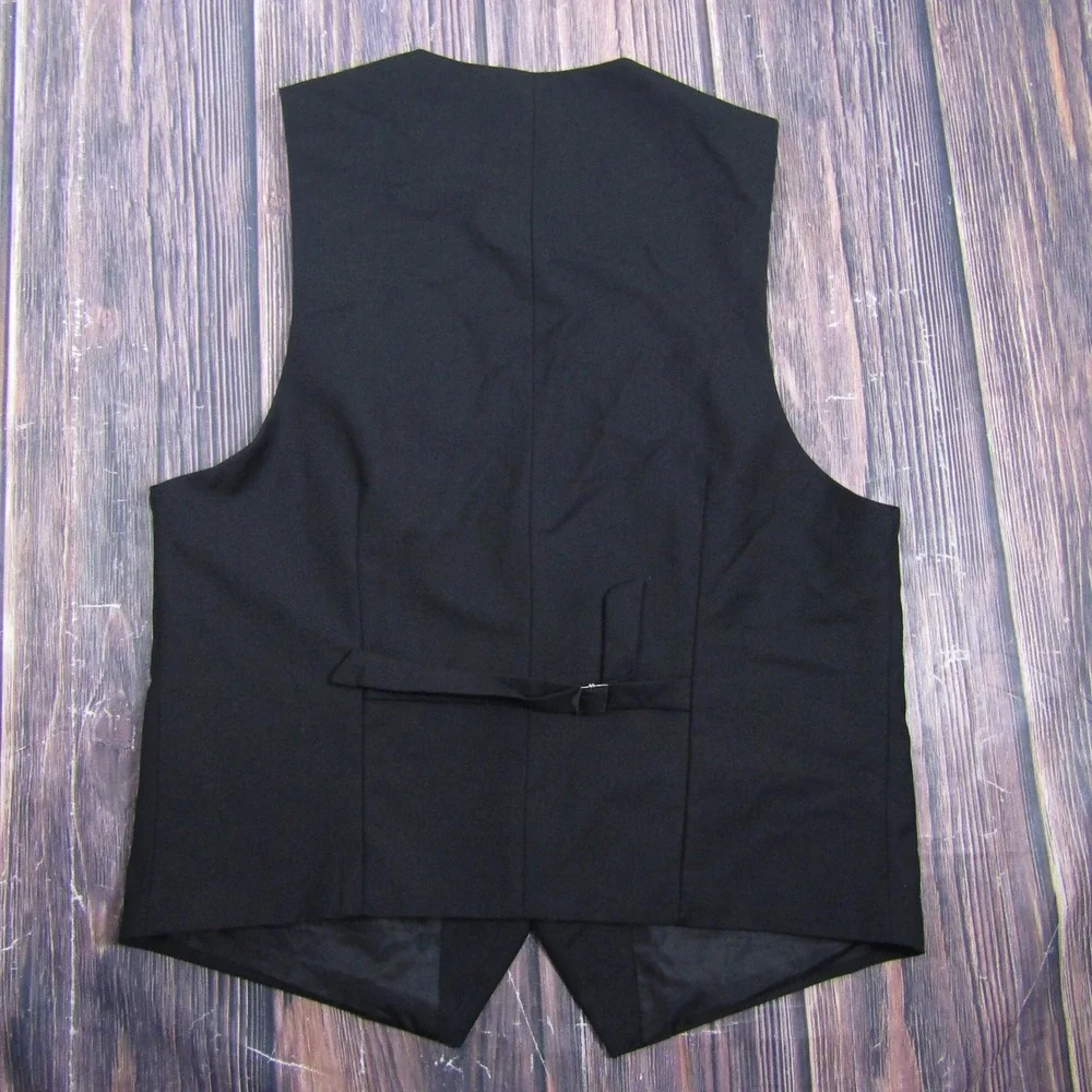 Suit Vest Mens XXL Black Four Button Adjustable Cinch Waistcoat Wedding